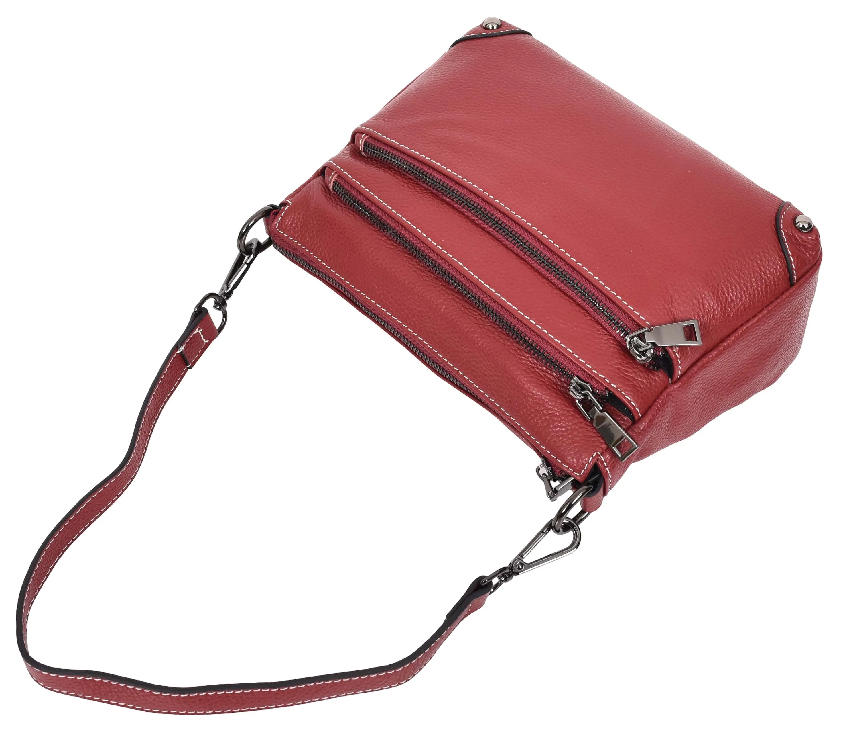 Adalynn Women's Real Leather Cross-Body Organiser Shoulder Bag Red