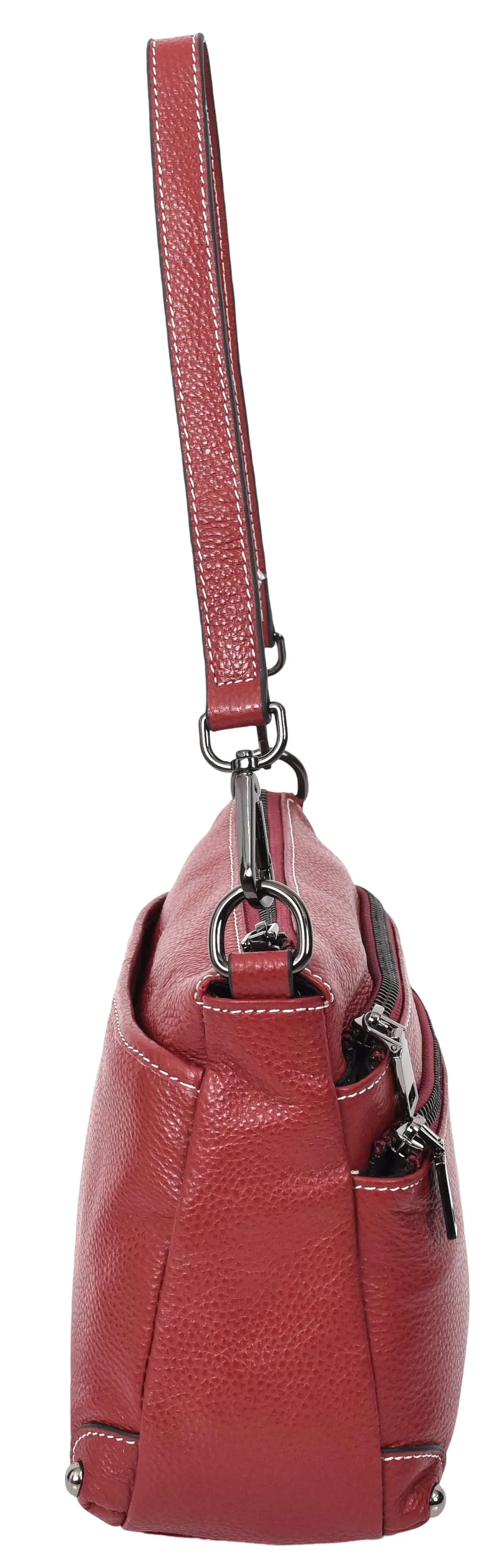 Adalynn Women's Real Leather Cross-Body Organiser Shoulder Bag Red