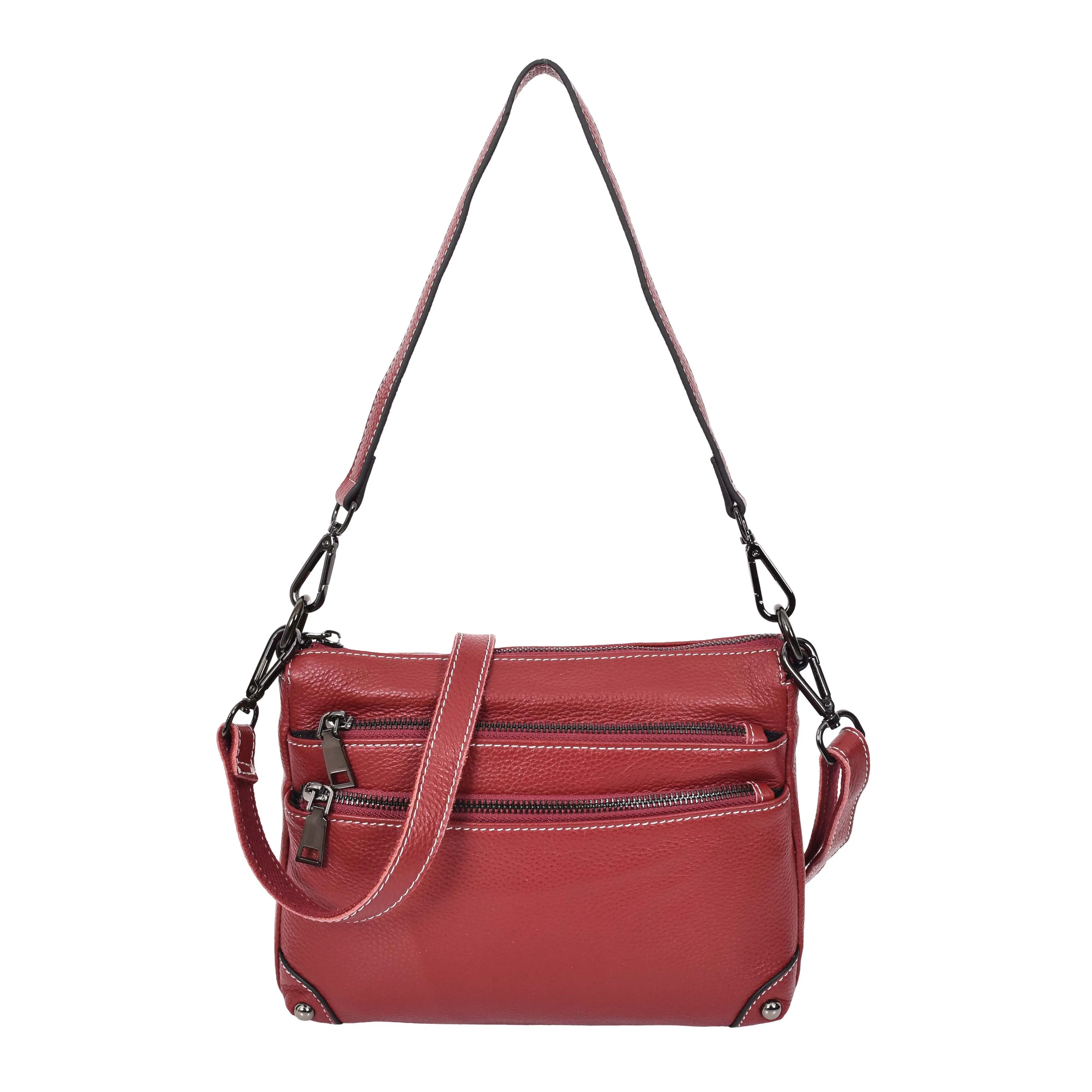 Adalynn Women's Real Leather Cross-Body Organiser Shoulder Bag Red