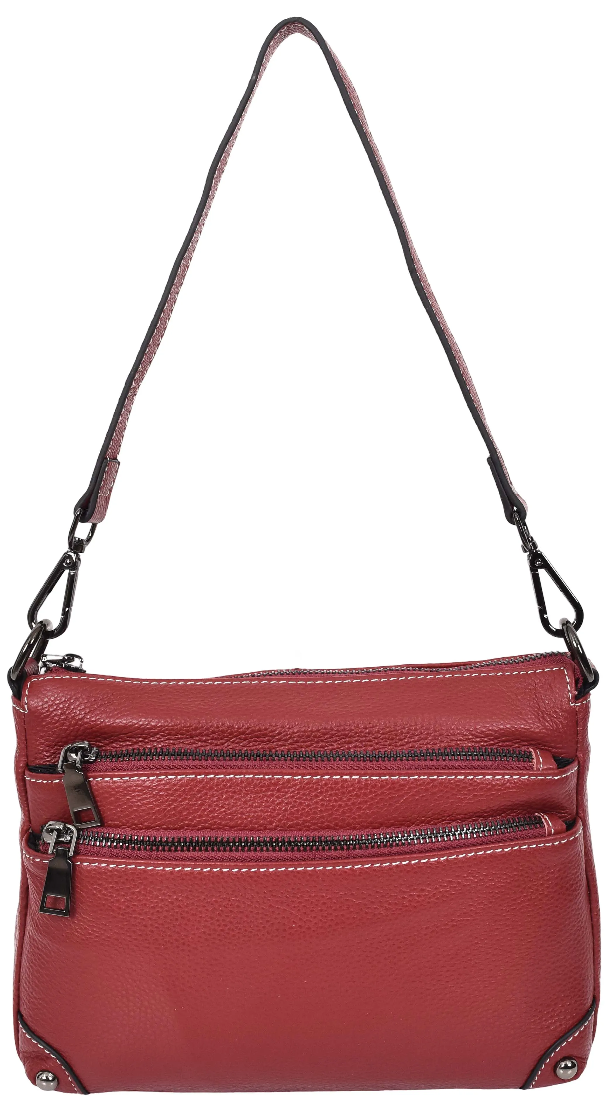 Adalynn Women's Real Leather Cross-Body Organiser Shoulder Bag Red