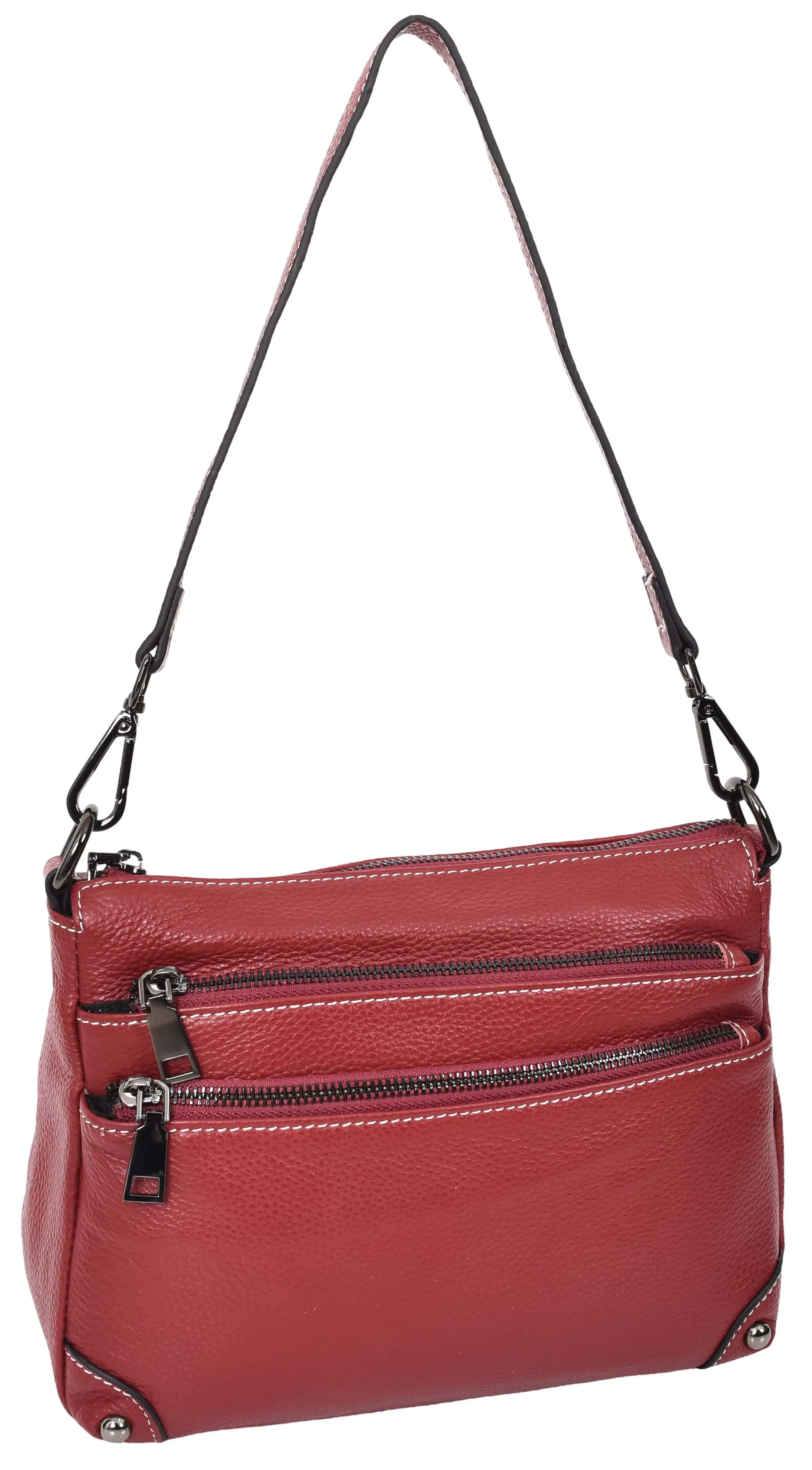 Adalynn Women's Real Leather Cross-Body Organiser Shoulder Bag Red