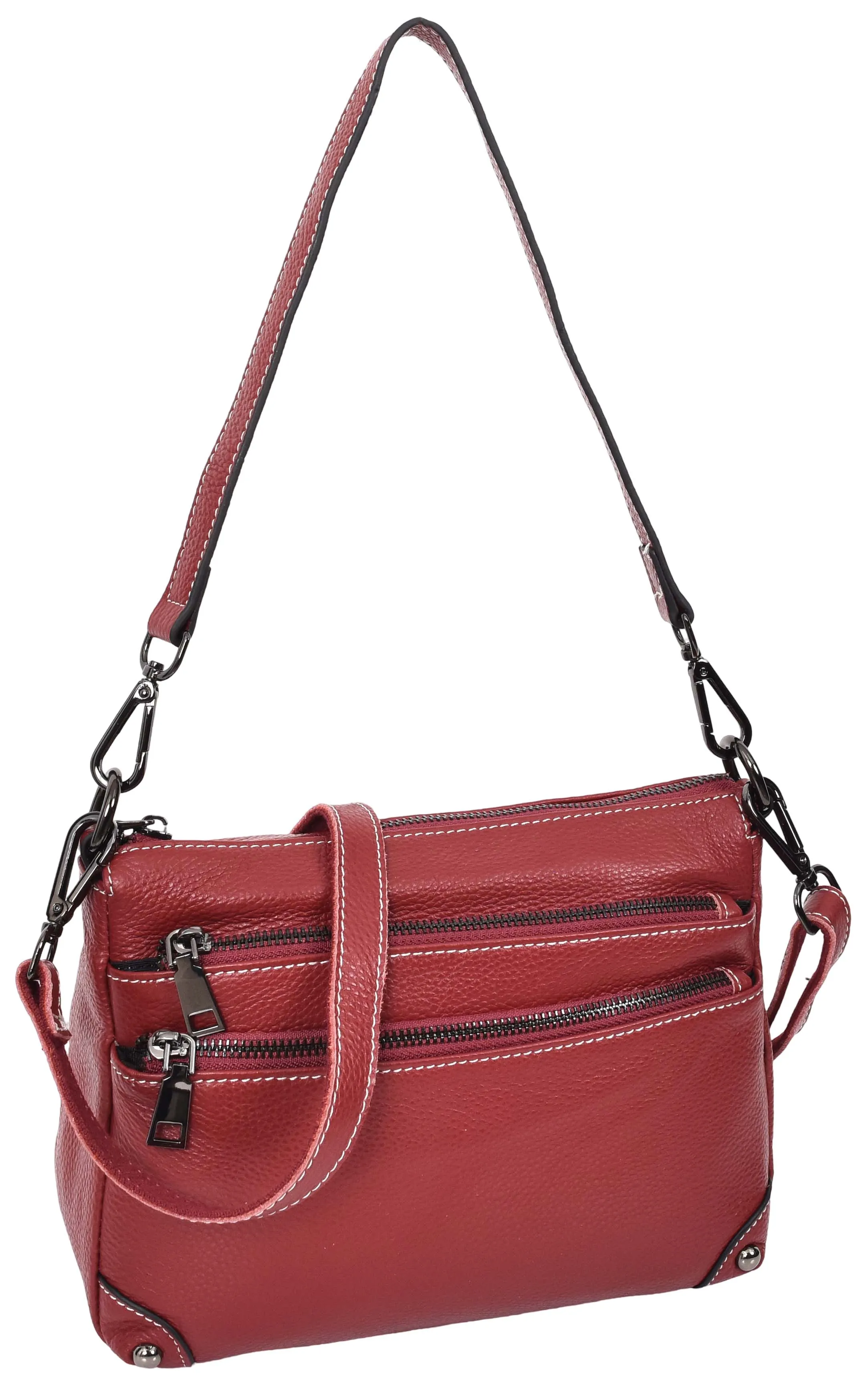 Adalynn Women's Real Leather Cross-Body Organiser Shoulder Bag Red