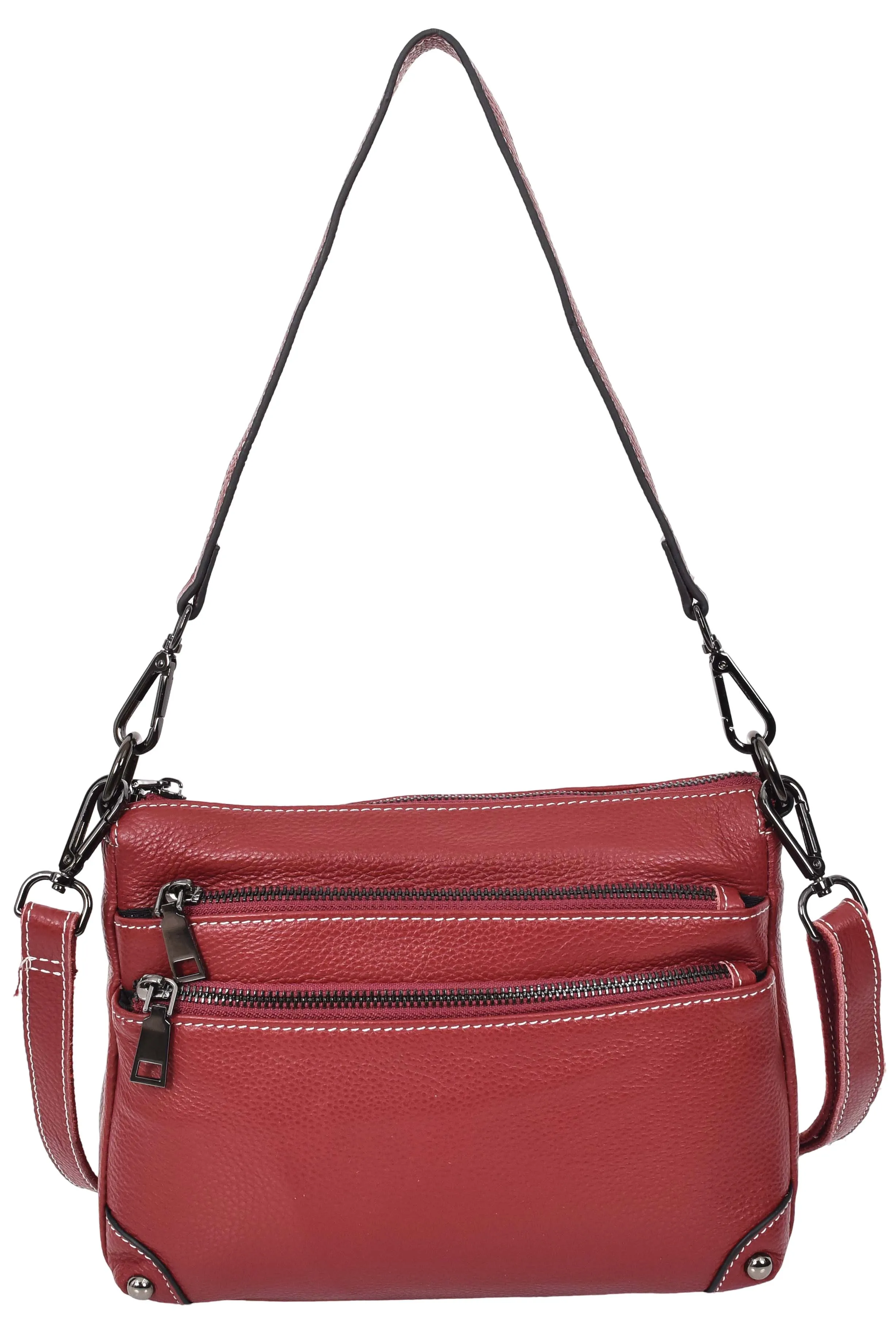 Adalynn Women's Real Leather Cross-Body Organiser Shoulder Bag Red