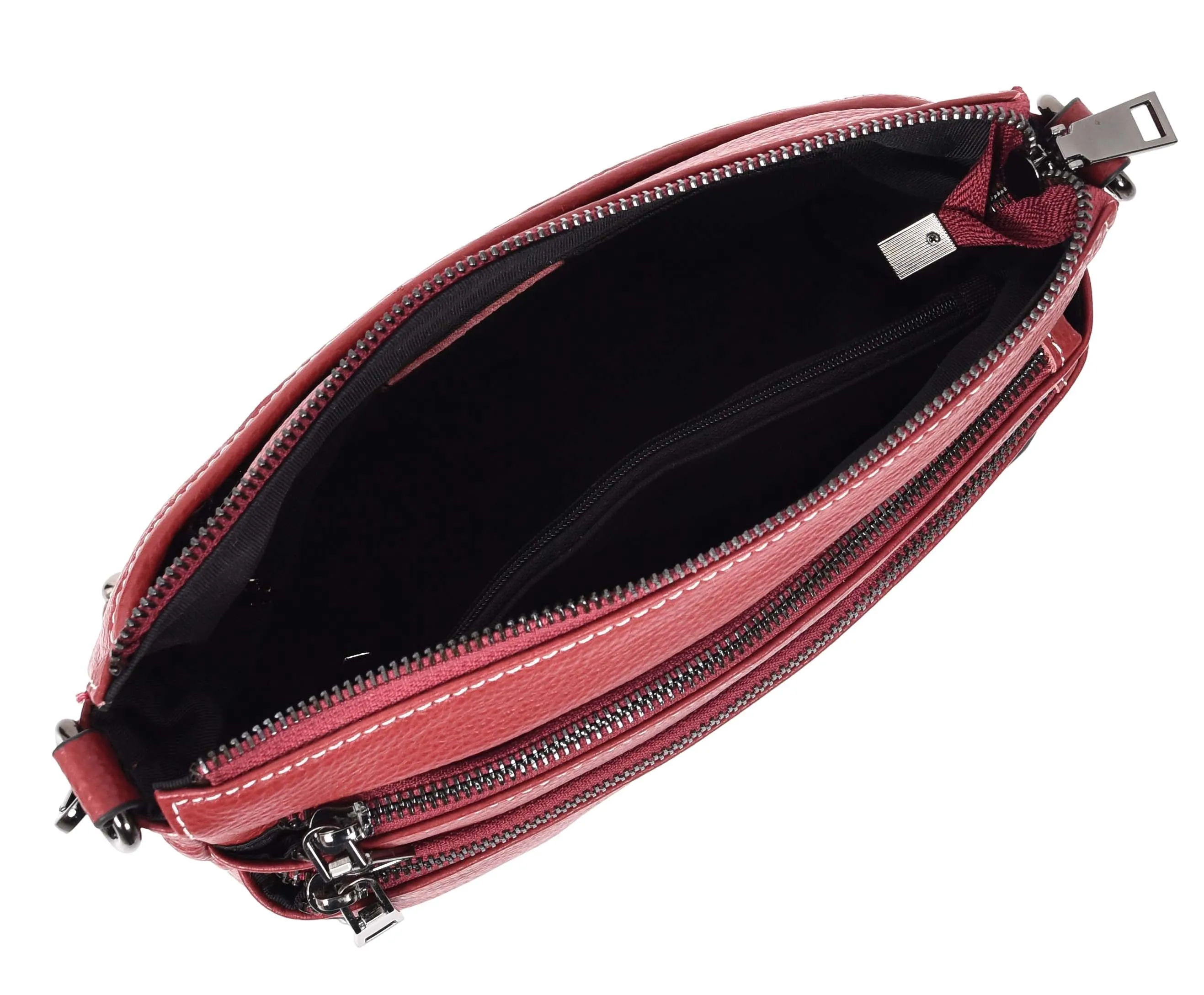 Adalynn Women's Real Leather Cross-Body Organiser Shoulder Bag Red