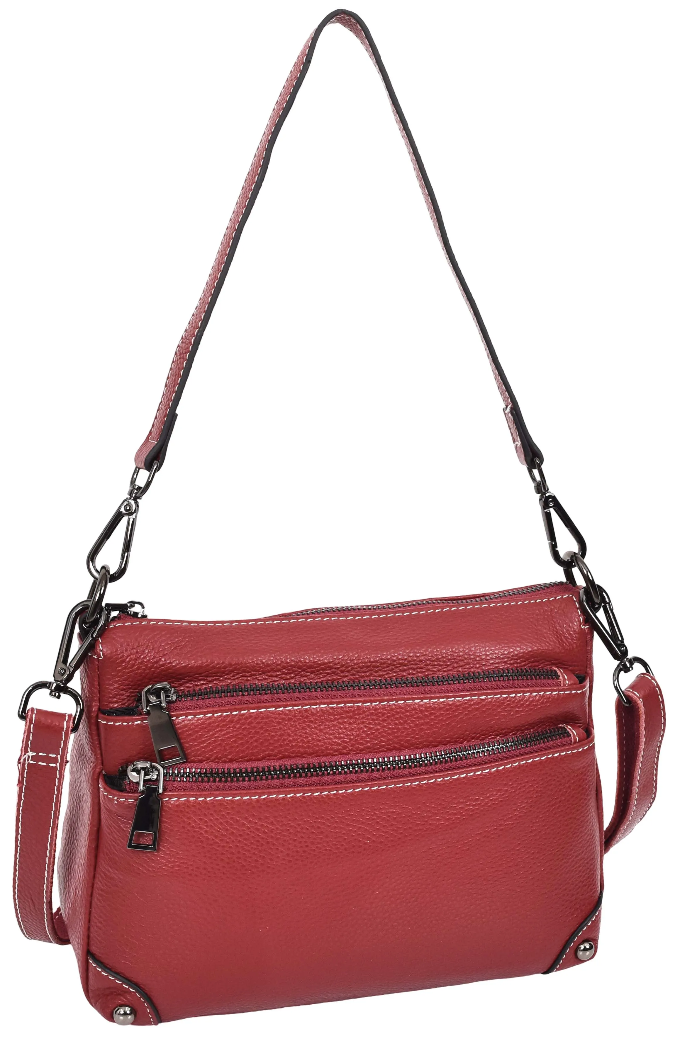 Adalynn Women's Real Leather Cross-Body Organiser Shoulder Bag Red