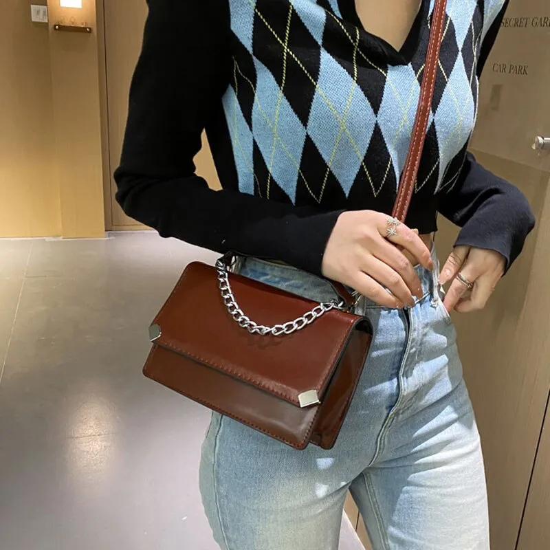 Back to College 2021 High Quality Handbags For Women Pu Leather Female Shoulder Bag Chain Strap Crossbody Bag And Ladies Small Square Bag