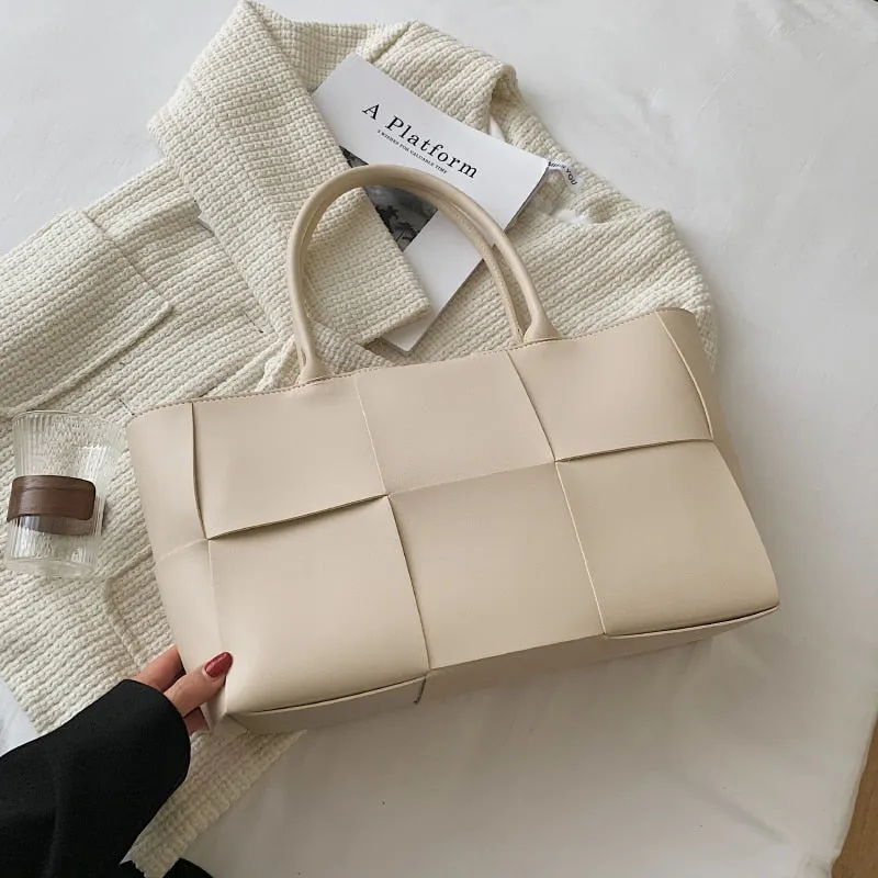 Back to College Luxury Brand Large Weave Tote bag 2021 Winter New High-quality PU Leather Women's Designer Handbag High capacity Shoulder Bags
