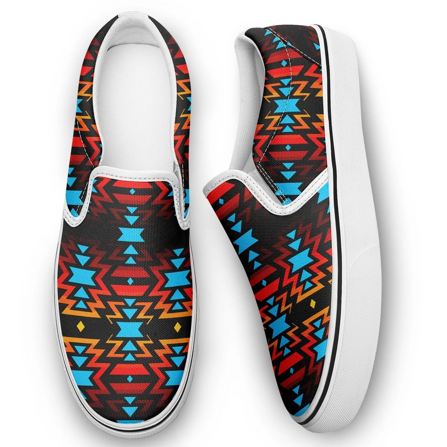 Black Fire and Sky Otoyimm Canvas Slip On Shoes