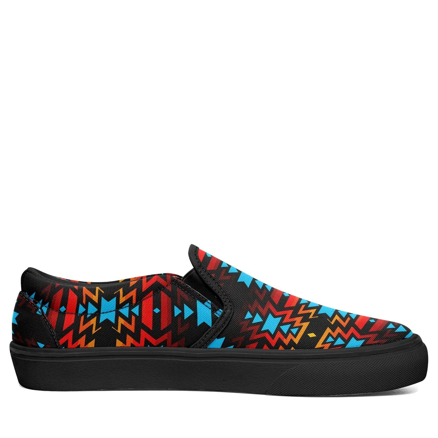 Black Fire and Sky Otoyimm Canvas Slip On Shoes