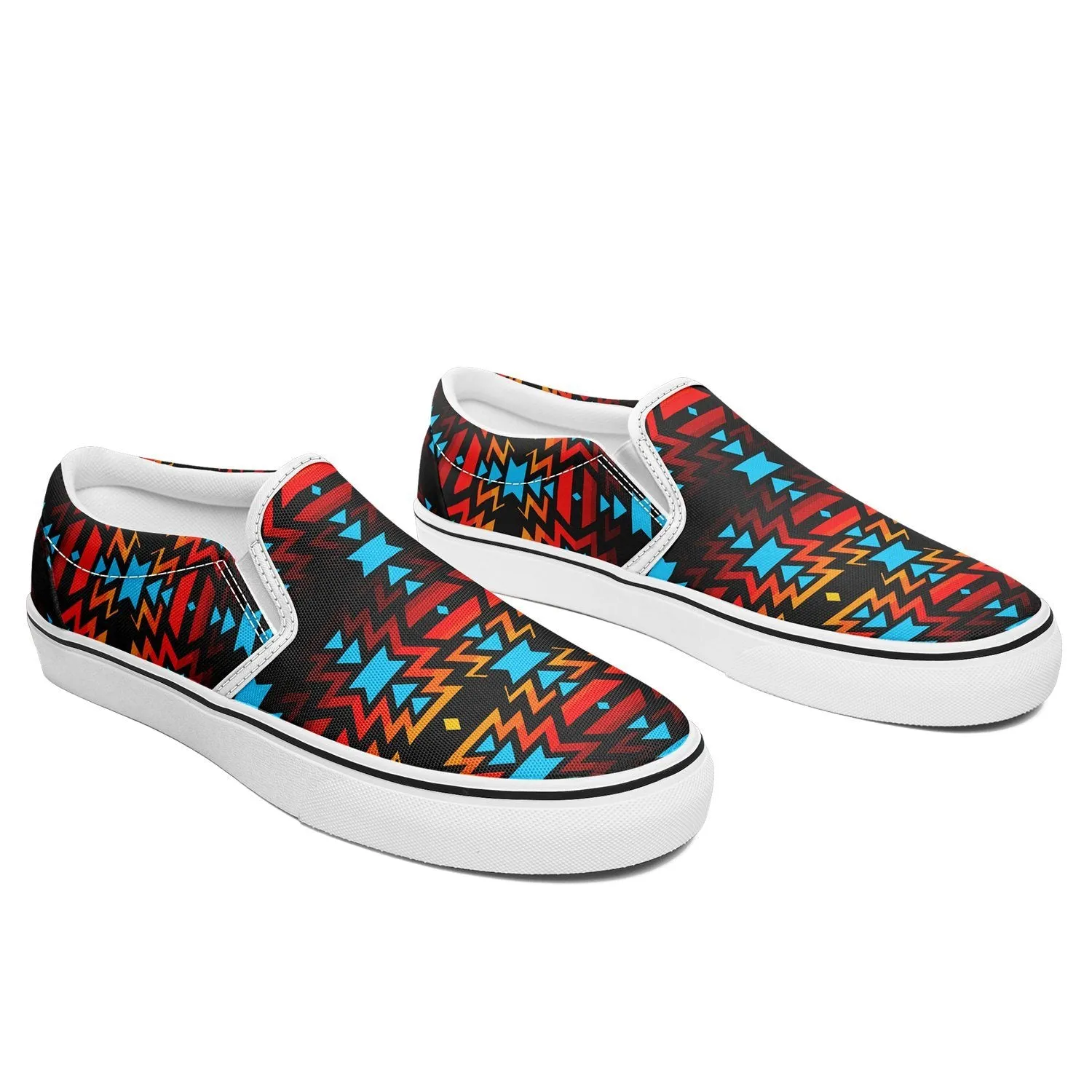 Black Fire and Sky Otoyimm Canvas Slip On Shoes