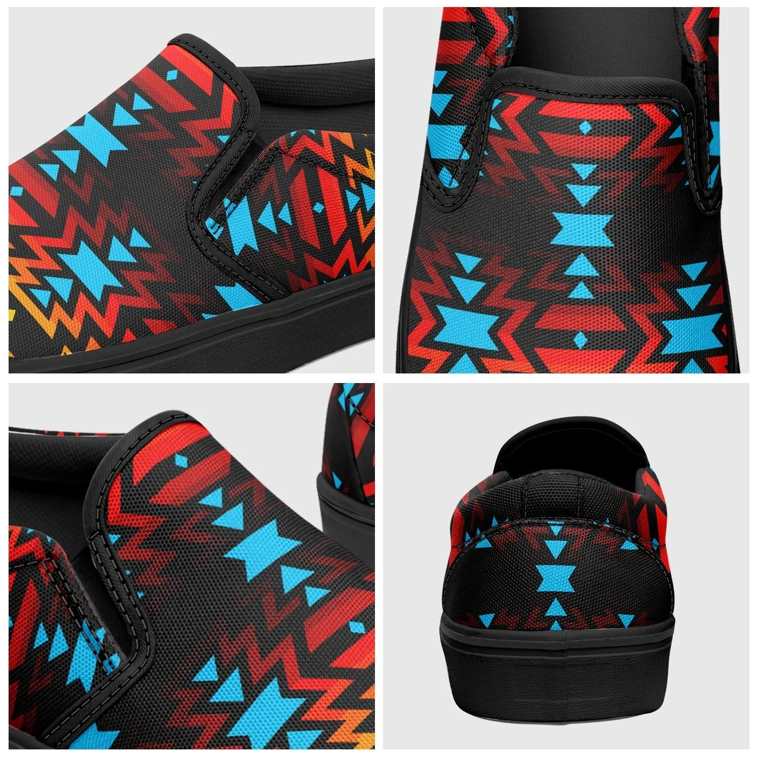 Black Fire and Sky Otoyimm Canvas Slip On Shoes