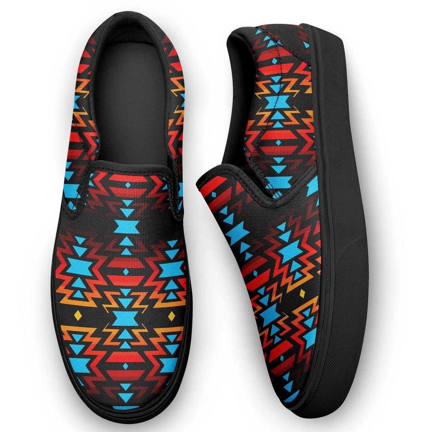 Black Fire and Sky Otoyimm Canvas Slip On Shoes