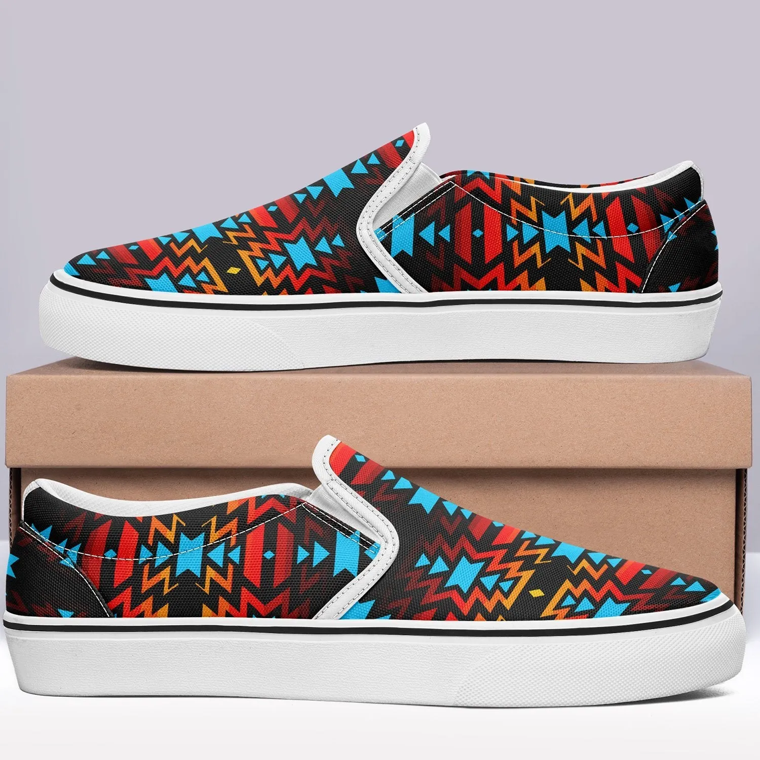 Black Fire and Sky Otoyimm Canvas Slip On Shoes