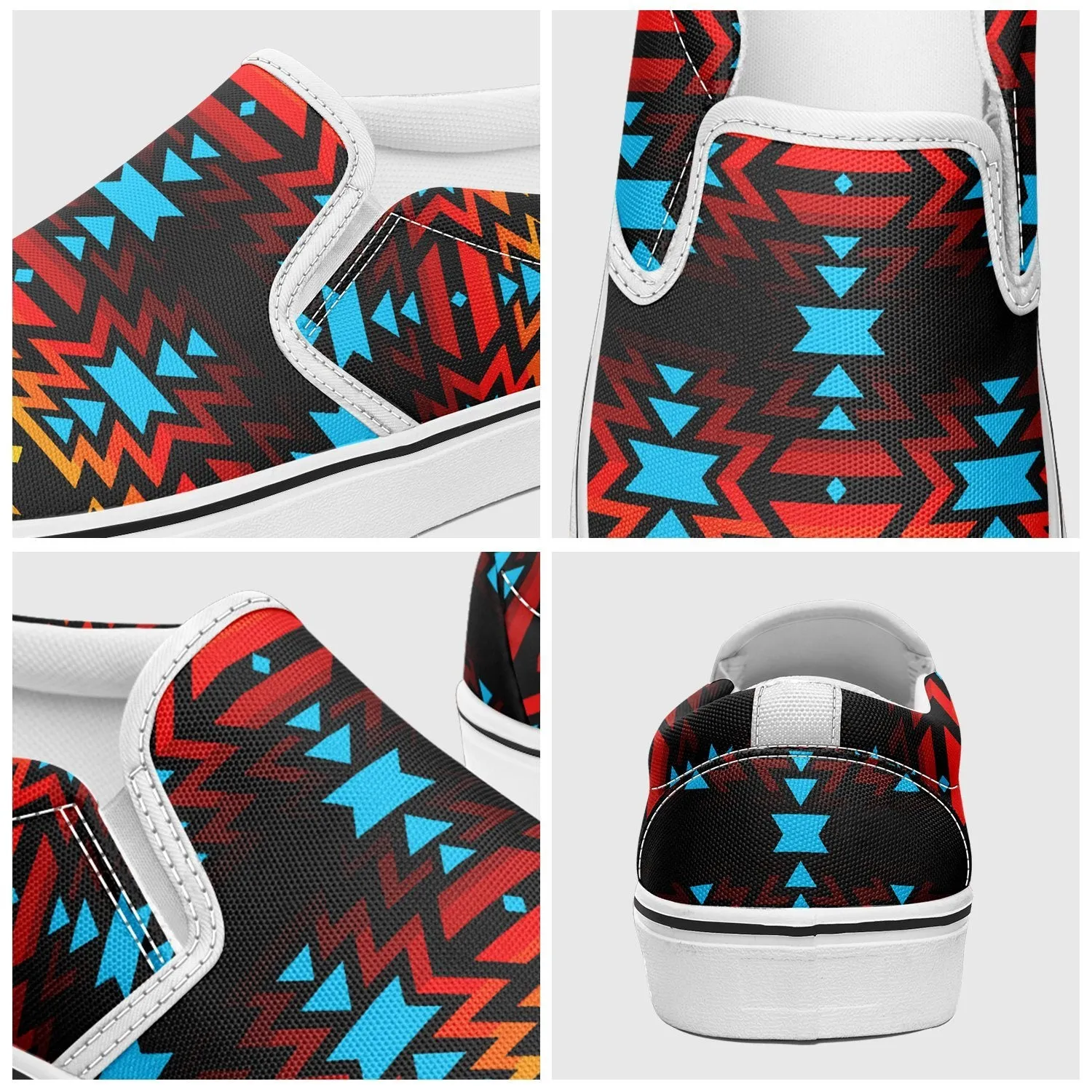 Black Fire and Sky Otoyimm Canvas Slip On Shoes