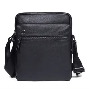 Black Top Grain Leather Shoulder Bag Men's Crossbody Bags Leather Satchel Bag 1045A