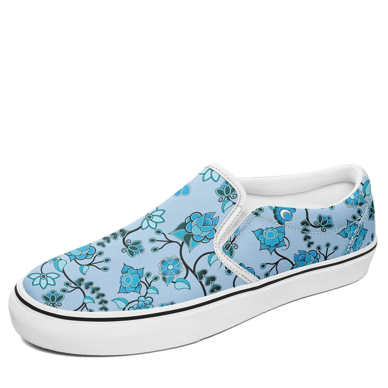 Blue Floral Amour Otoyimm Canvas Slip On Shoes