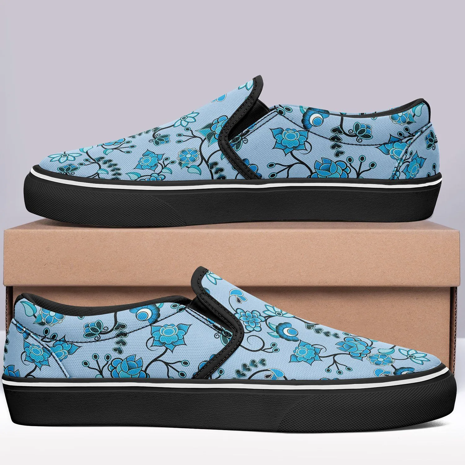 Blue Floral Amour Otoyimm Canvas Slip On Shoes
