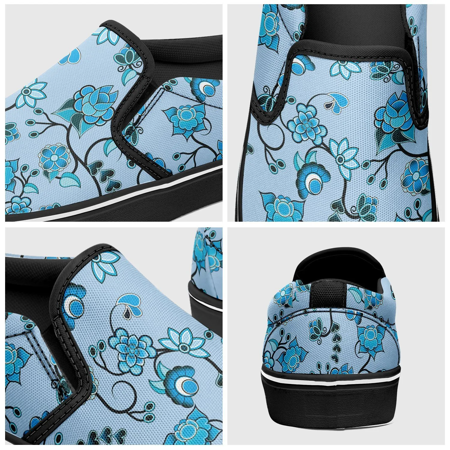 Blue Floral Amour Otoyimm Canvas Slip On Shoes