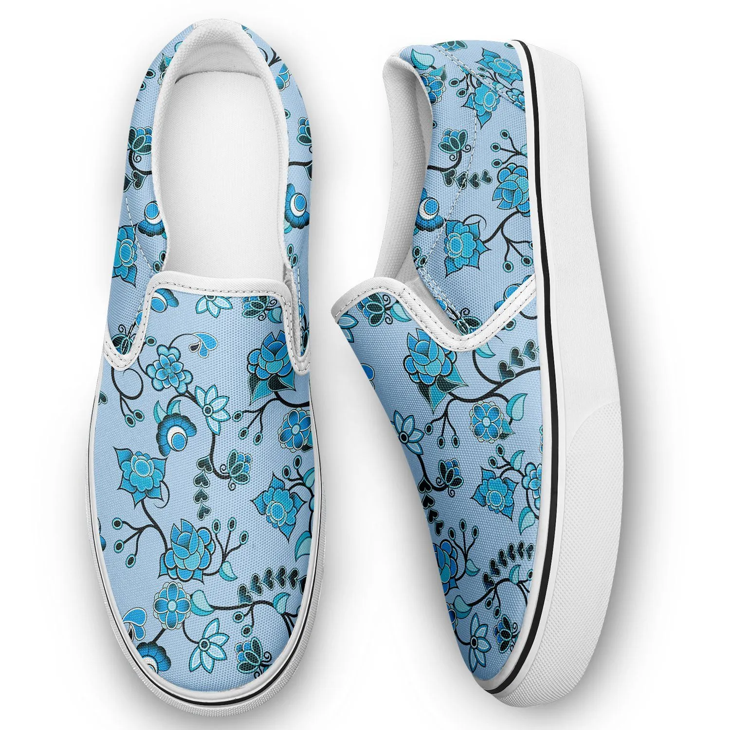 Blue Floral Amour Otoyimm Canvas Slip On Shoes