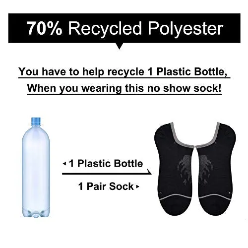 Busy Socks Black No Show Footies Hidden Recycled Socks for Women 9-11, Women's Low Cut Thin Sport Socks for Summer Hot Weather, 5 Pack, Medium, Black
