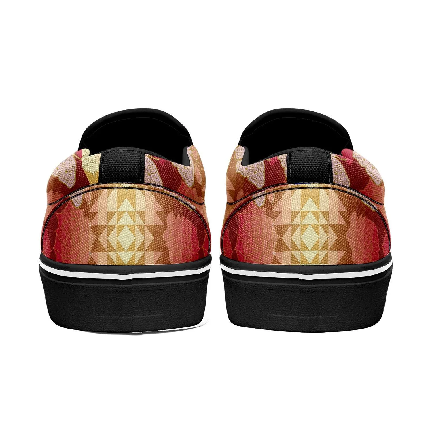 Butterfly and Roses on Geometric Otoyimm Canvas Slip On Shoes