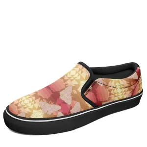 Butterfly and Roses on Geometric Otoyimm Canvas Slip On Shoes