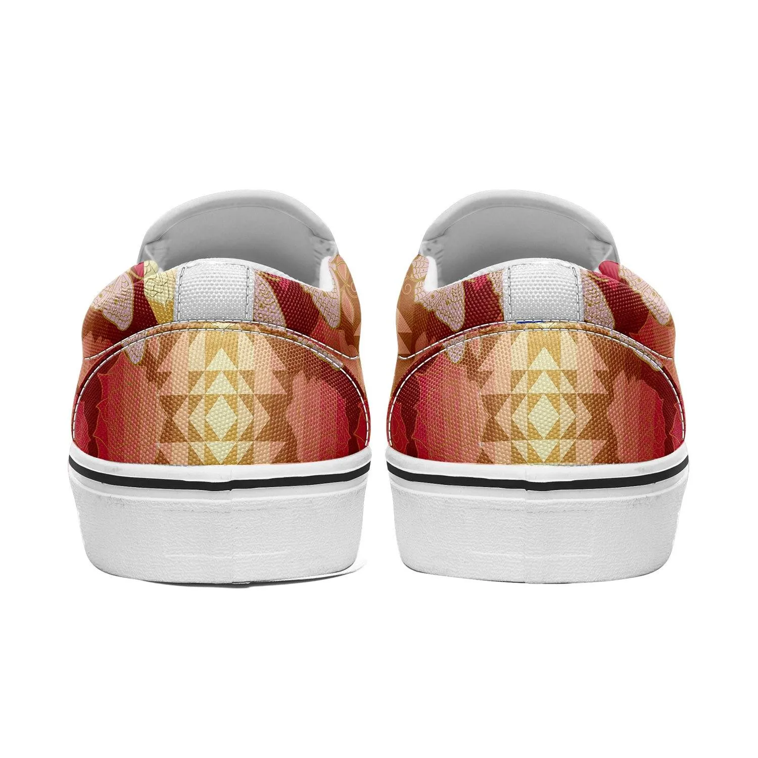 Butterfly and Roses on Geometric Otoyimm Canvas Slip On Shoes