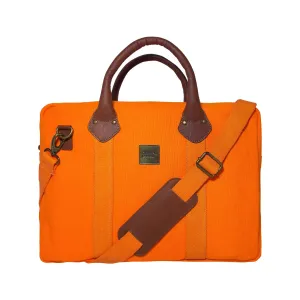 CANVAS & AWL Canvas and Genuine Leather Trim Unisex Laptop Messenger Bag, Travel Crossbody Bag (Orange)