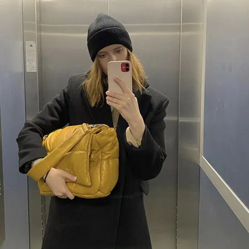 Christmas Gift Designer Down Quilted Women Crossbody Bag Fashion  Cotton Padded Shoulder Bag Luxury Winter Space Handbags Big Tote Ladies 2022