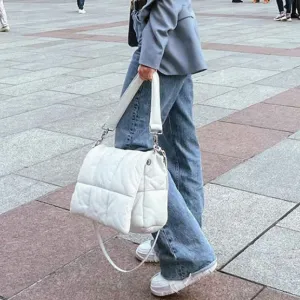 Christmas Gift Designer Down Quilted Women Crossbody Bag Fashion  Cotton Padded Shoulder Bag Luxury Winter Space Handbags Big Tote Ladies 2022