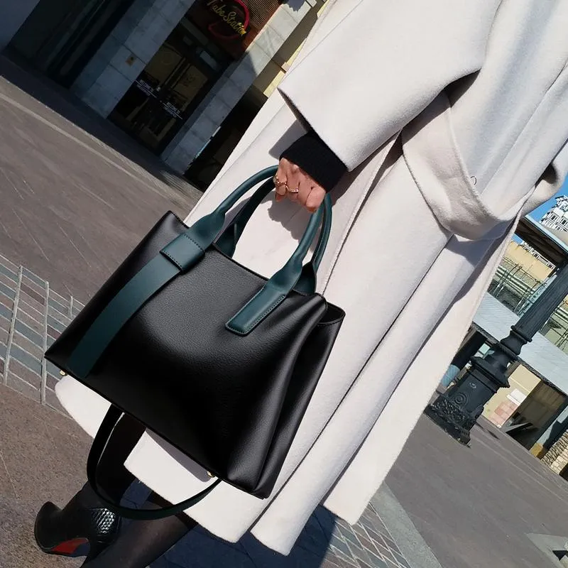 Christmas Gift Large Capacity Women Shoulder Bags Luxury Designer Pu Leather Women's Handbags Contrast Color Crossbody Women's bag Big tote bag