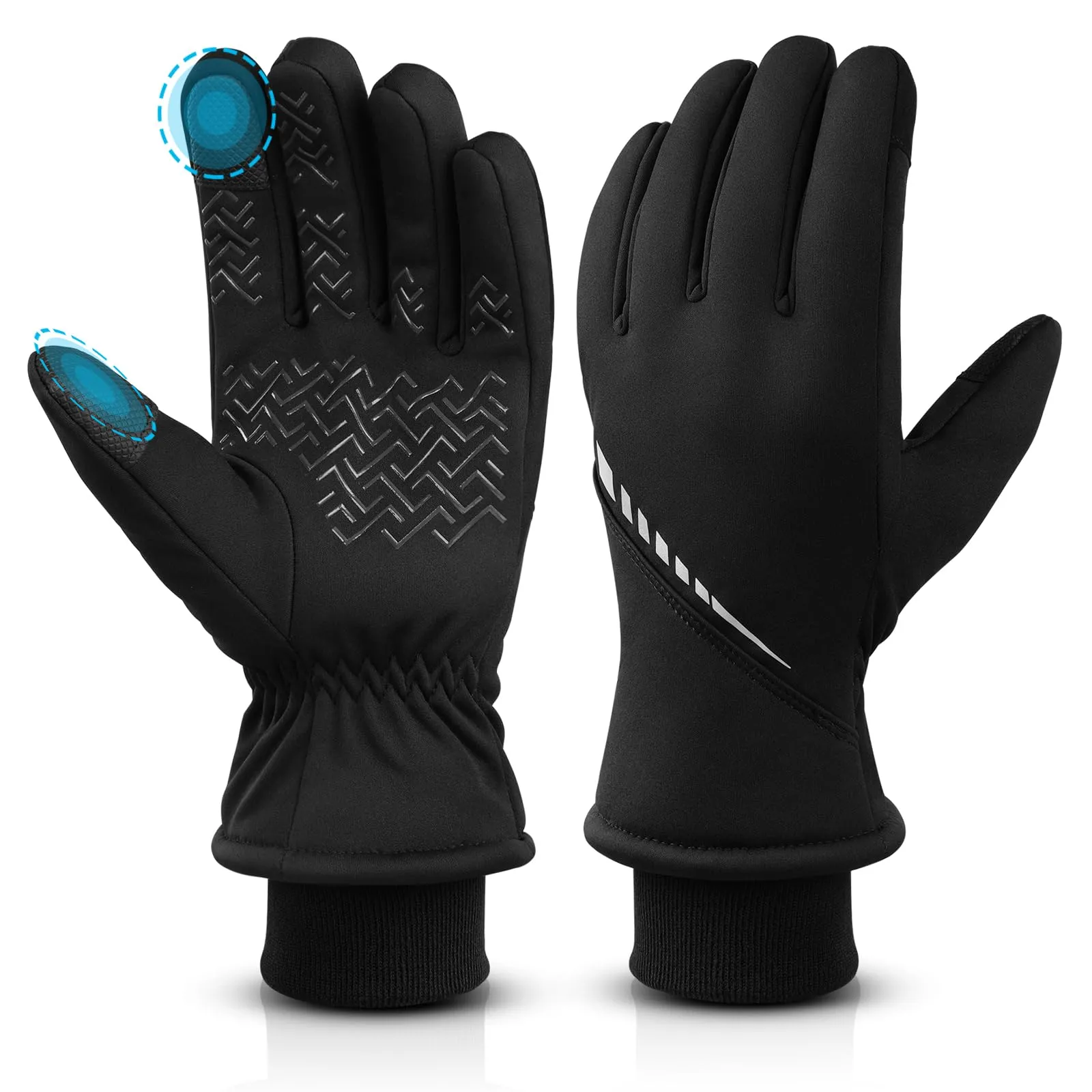 Cierto Winter Touch Screen Gloves: Men & Women Water Resistant Warm Gloves | Cold Weather Touchscreen Thermal Fleece Lined Running Cycling Working Gloves with Extended Cuffs