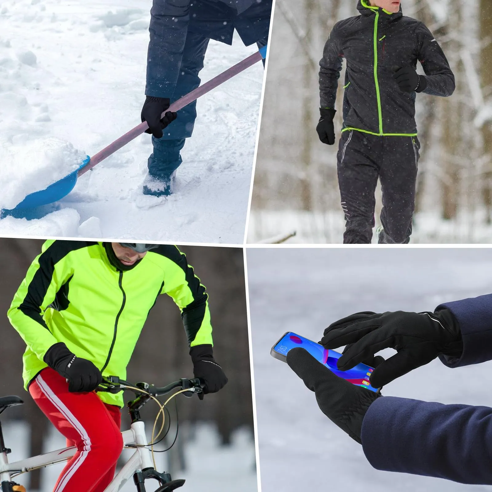 Cierto Winter Touch Screen Gloves: Men & Women Water Resistant Warm Gloves | Cold Weather Touchscreen Thermal Fleece Lined Running Cycling Working Gloves with Extended Cuffs