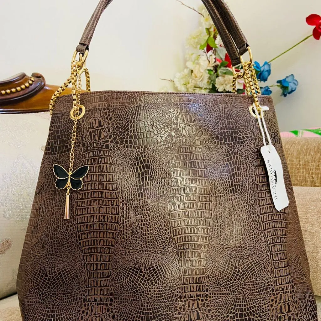 Designer Croco Tote Large Bucket Handbag For Women