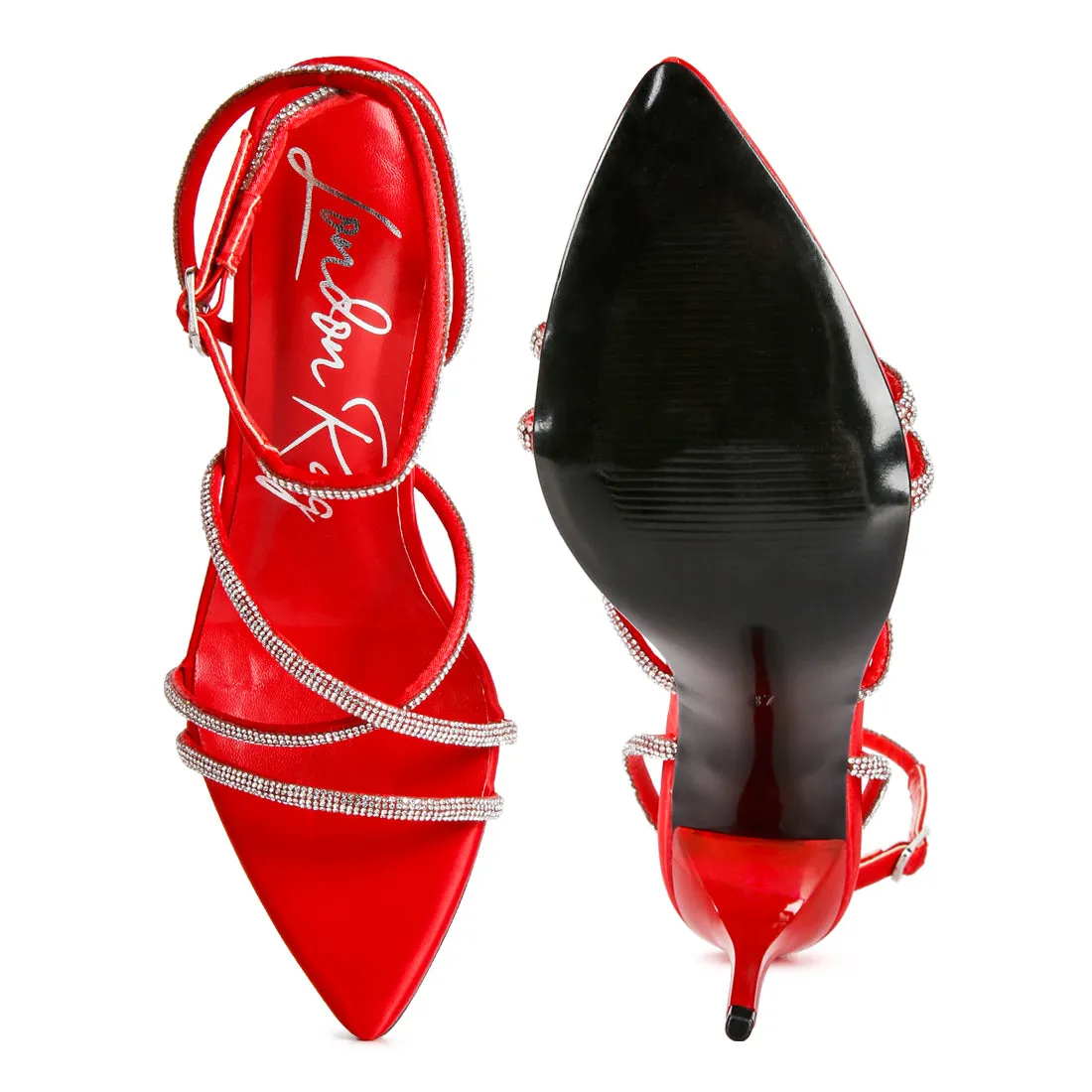 Diamante Strap High Heeled Stiletto Sandals