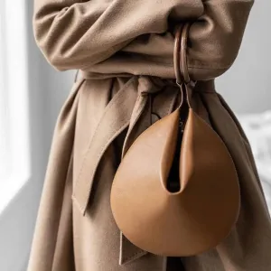 Fashion Women Totes Bag Circular Leather Retro Brand Acrylic Ring Handbag For Girl Female Round Lady Shoulder Messenger Bags
