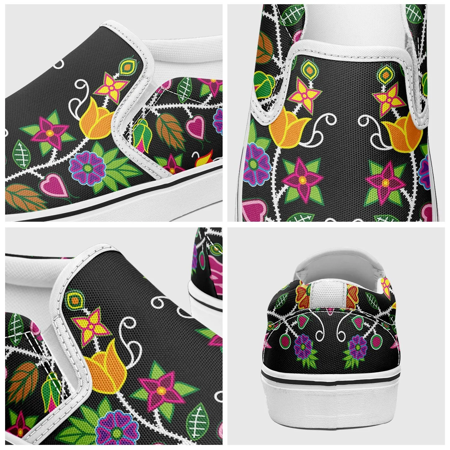 Floral Beadwork Otoyimm Canvas Slip On Shoes