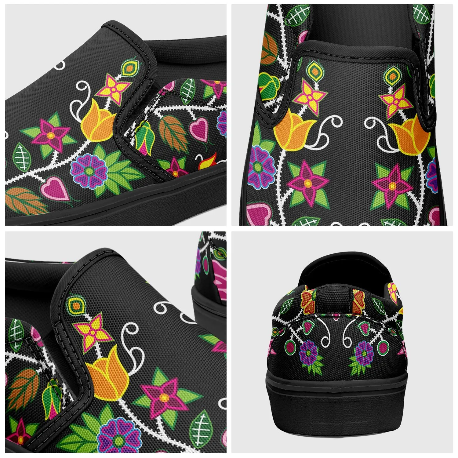 Floral Beadwork Otoyimm Canvas Slip On Shoes
