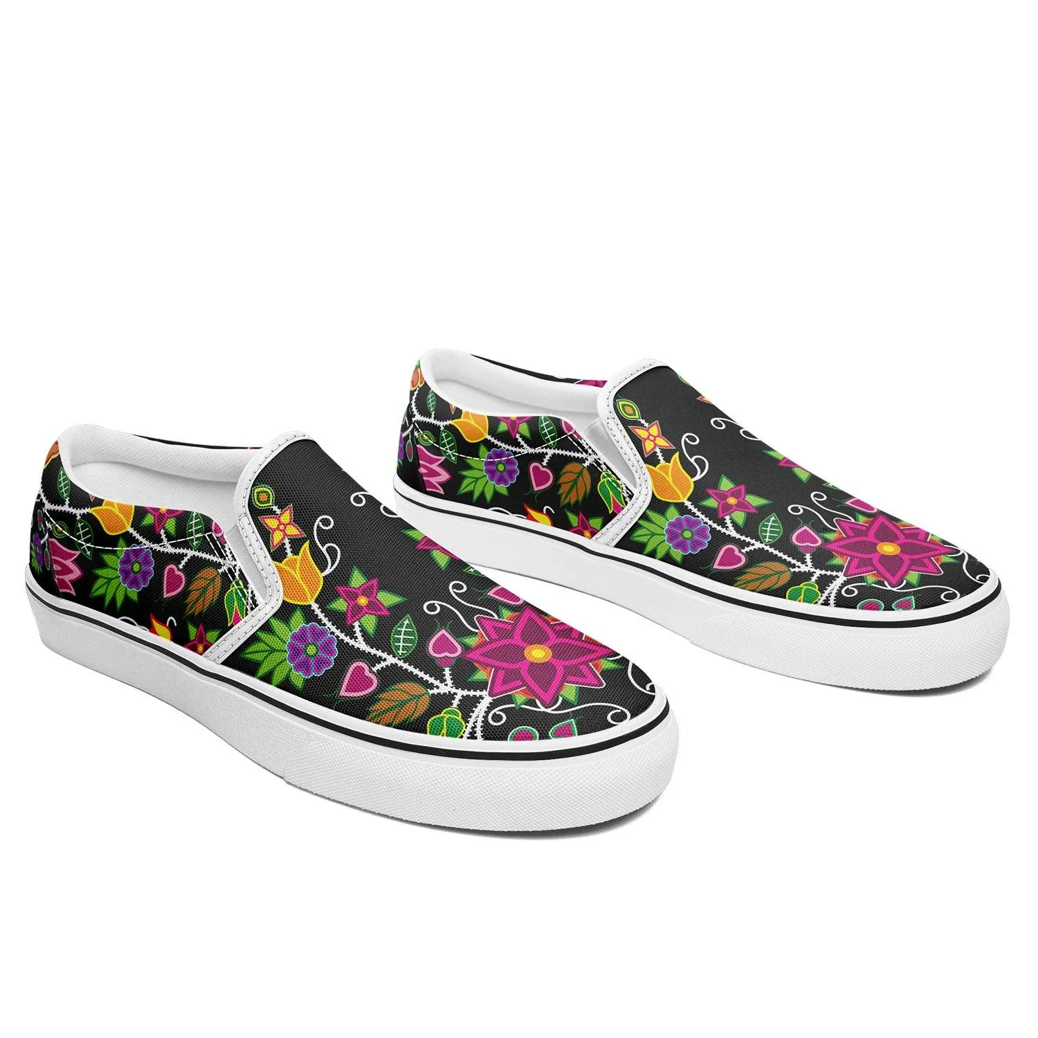 Floral Beadwork Otoyimm Canvas Slip On Shoes