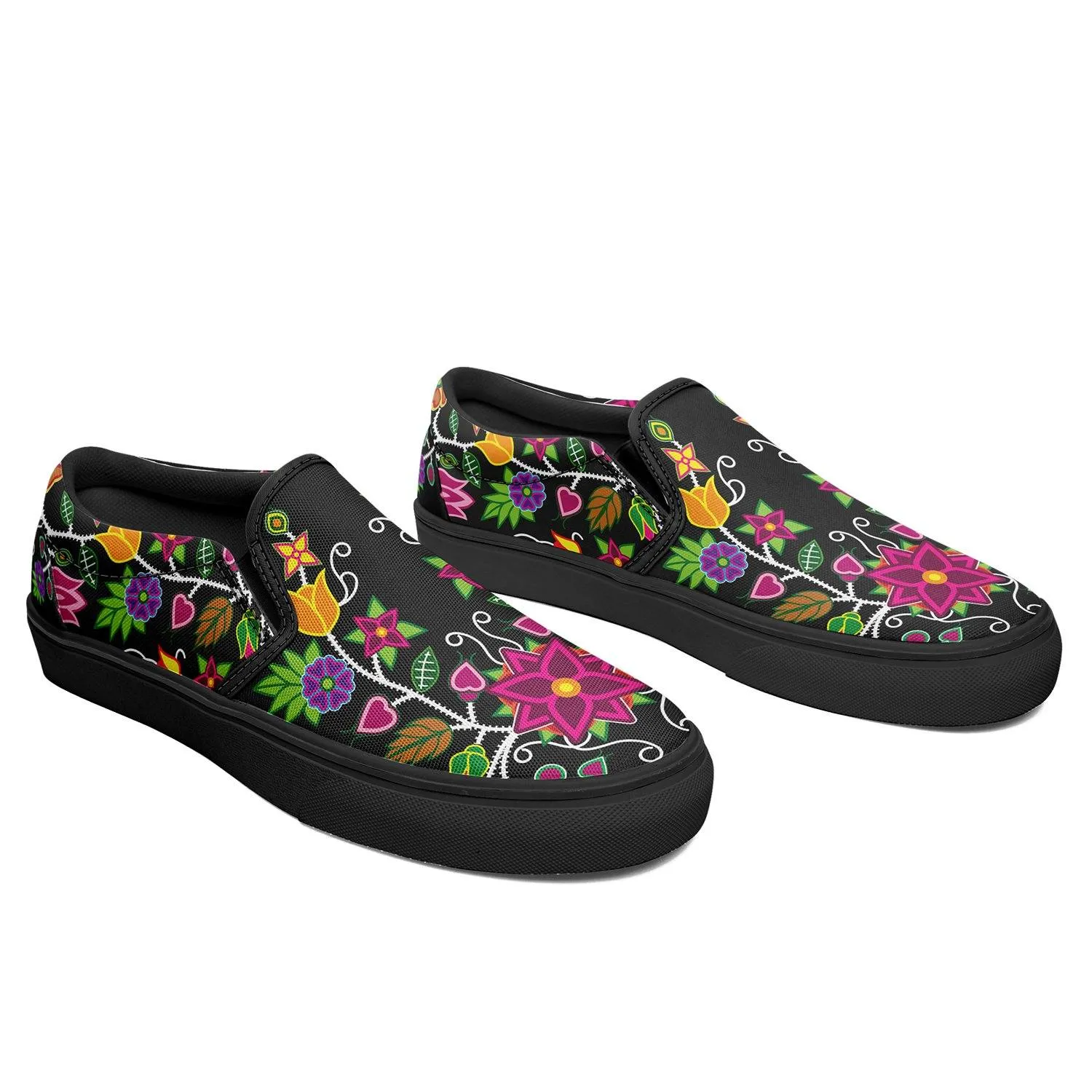 Floral Beadwork Otoyimm Canvas Slip On Shoes