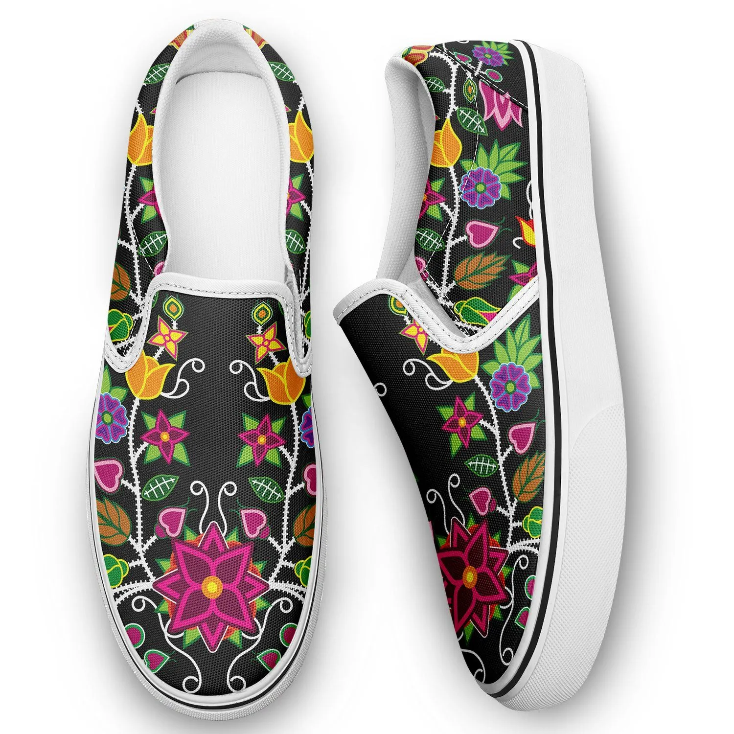 Floral Beadwork Otoyimm Canvas Slip On Shoes