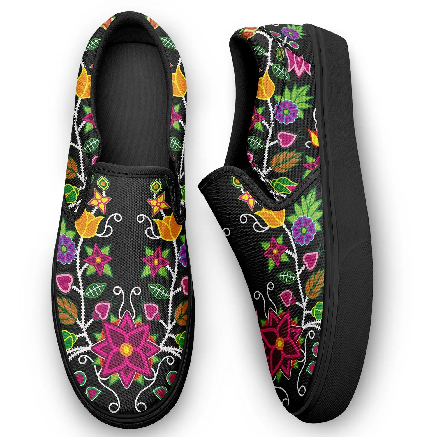 Floral Beadwork Otoyimm Canvas Slip On Shoes