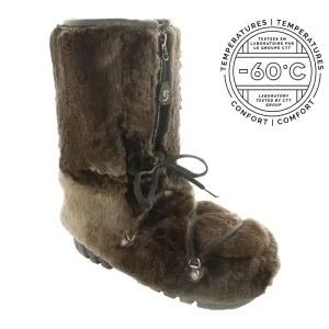 Fourrures Grenier Natural Shaved Beaver Fur Boots -60 ° C - Brown