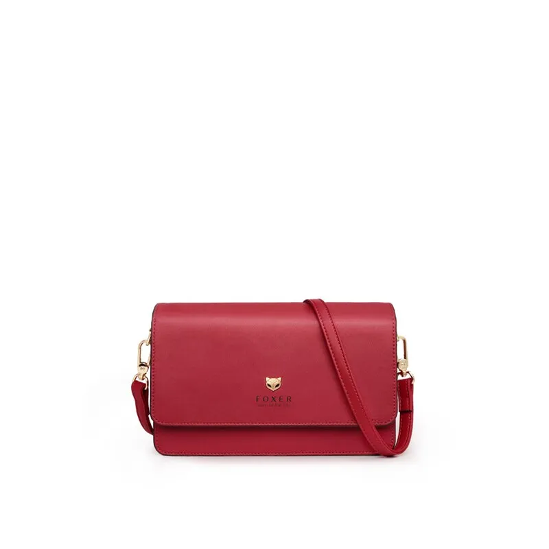 FOXER Brand Lady Gold Crossbody Bag Party Queen Fashion Small Shoulder Bag Women Cow Leather Phone Flip Bag Chic Messenger Bag