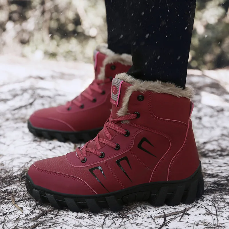 Fur Lined Waterproof Snow Boots Outdoor Winter Shoes