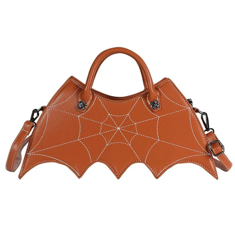 Halloween Spider Web Shape Shoulder Bags Personality Batgirl Tide Pu Handbags Fashoin Messenger Crossbody Bag