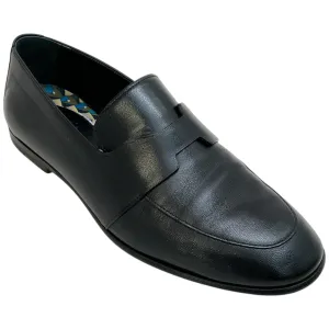Hermes Black Leather Ancora Loafers
