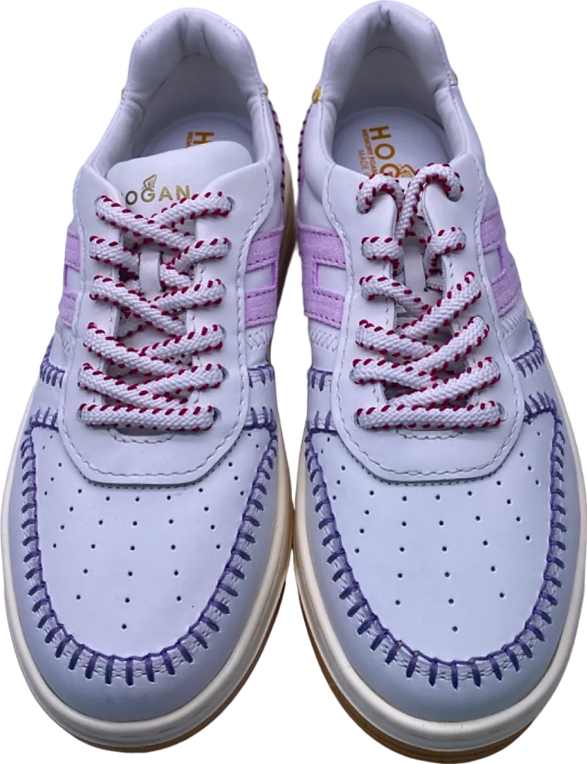 Hogan White and Pink Women's Lace-Up Sneakers EU 37 UK 4