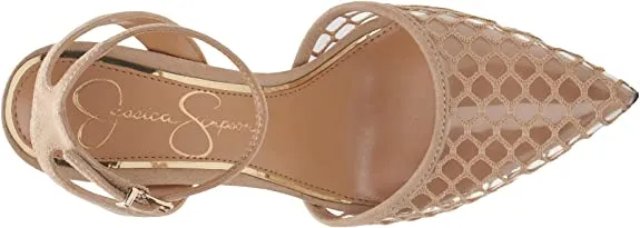 Jessica Simpson Pirrie Lucite Clear/Almond Buckle Strap Pointed Toe Pumps