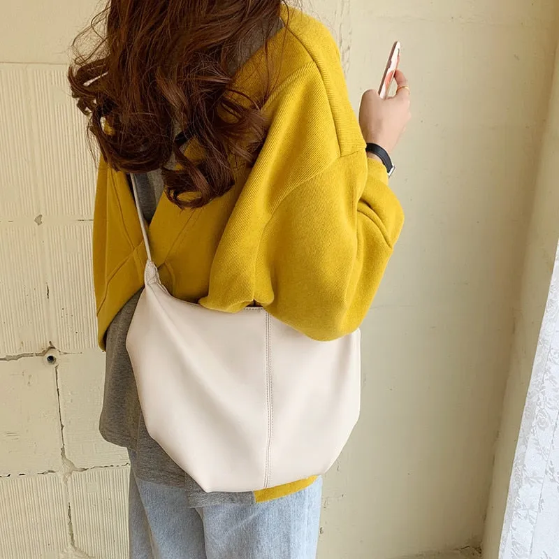 Korean women messenger bag soft PU leather Casual hobos Shoulder Bags big capacity handbag travel female Crossbody Bags bolsa